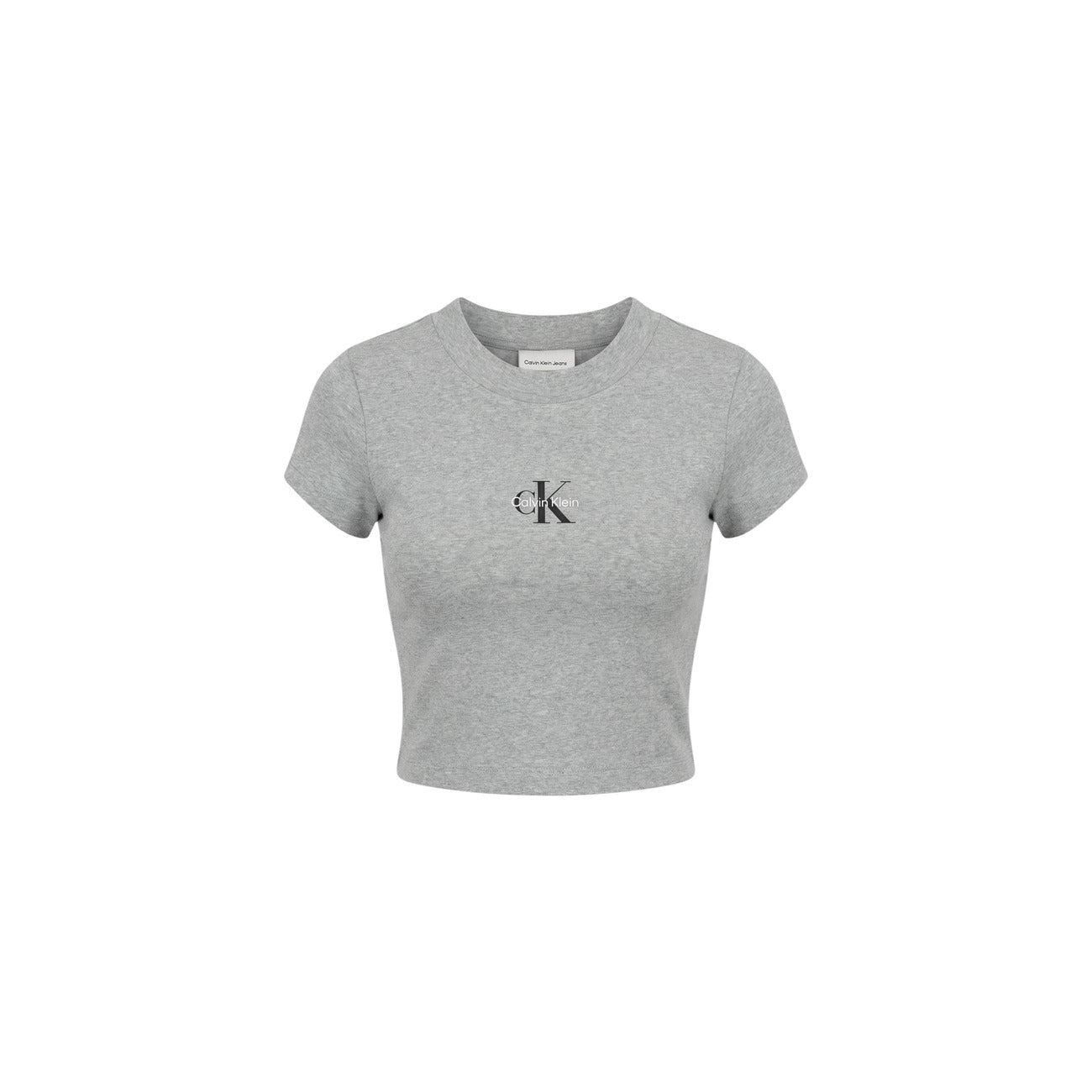 Calvin Klein Dames Crop Top - Mouwloos met Logo - Grijs & Blauw - Premium Katoen - Zenvogue.