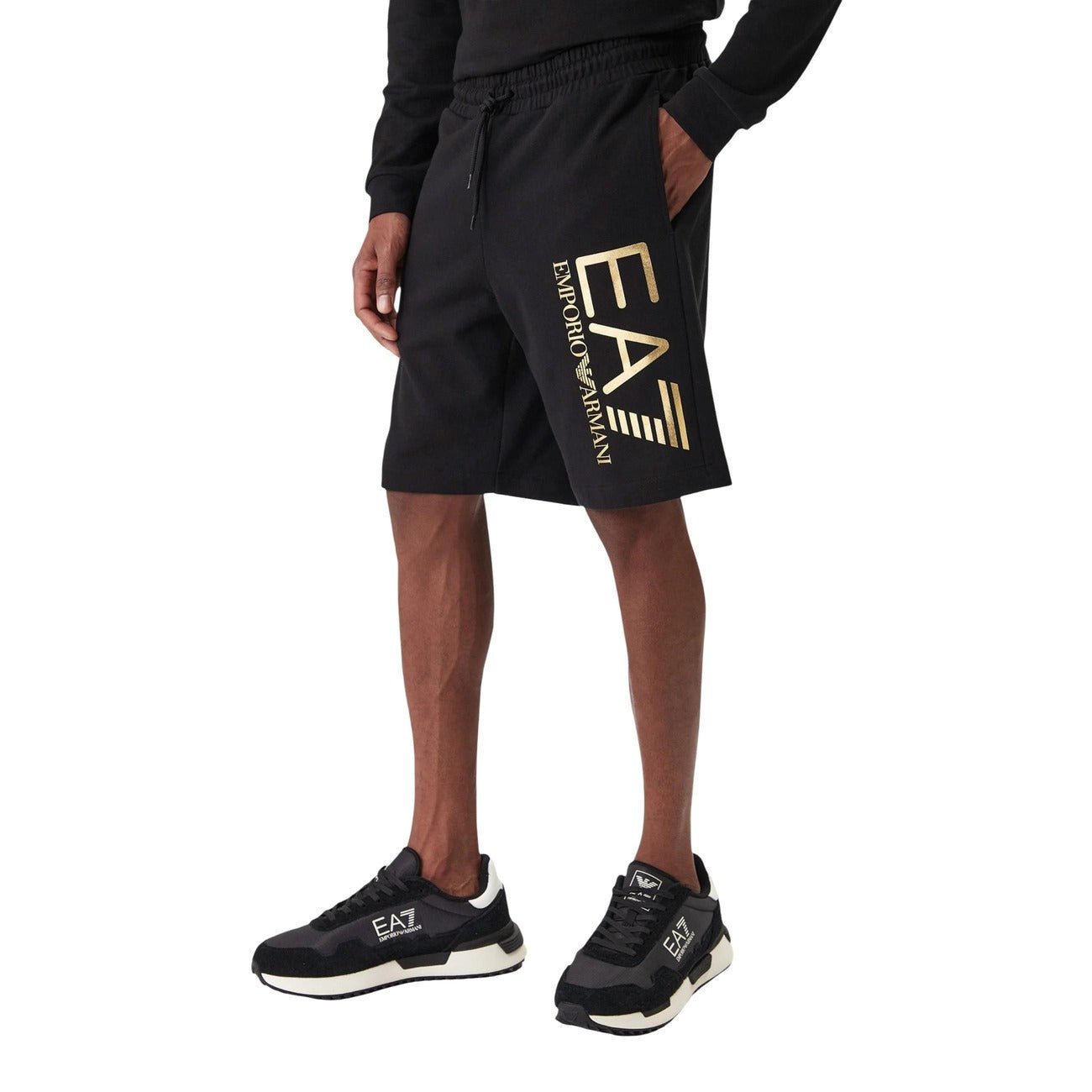 EA7 Emporio Armani Sportshort Heren – Zwarte Logo Shorts Premium Fit - Zenvogue.