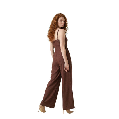 Artigli Dames Jumpsuit Bruin – Elegante Wide Leg Jumpsuit - Zenvogue.