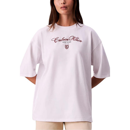Calvin Klein Dames T-shirt - Oversized Fit - Wit met New York Script Logo - Zenvogue.
