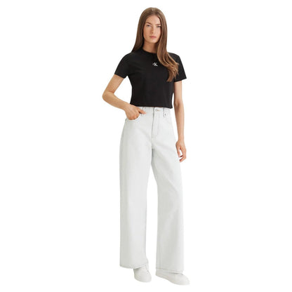 Calvin Klein Dames T-Shirt Zwart – CK Logo Katoen - Zenvogue.