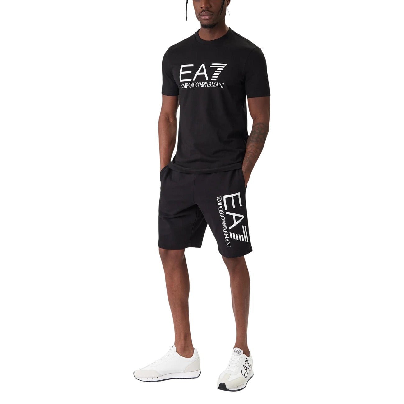 EA7 Emporio Armani Sportshort Heren – Zwarte Logo Shorts Premium Fit - Zenvogue.