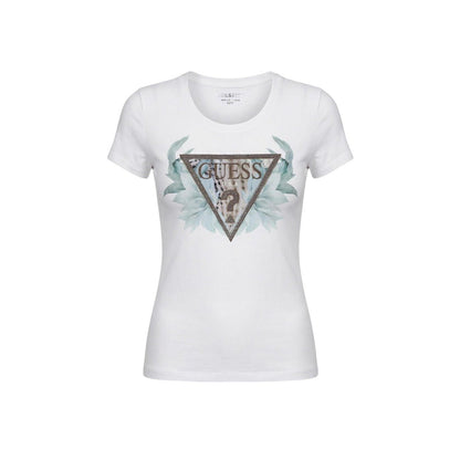 GUESS Dames Logo T-Shirt – Wit Designer T-Shirt - Zenvogue.
