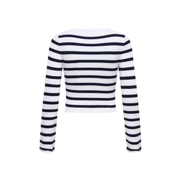 ONLY Dames Longsleeve Wit Navy – Gestreepte Cropped Top