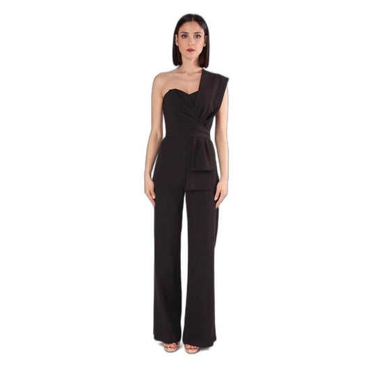 Silence One - Shoulder Dames Jumpsuit – Elegante Zwarte Jumpsuit - Zenvogue.
