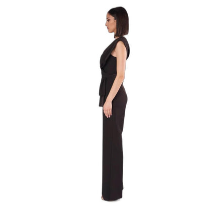 Silence One - Shoulder Dames Jumpsuit – Elegante Zwarte Jumpsuit - Zenvogue.