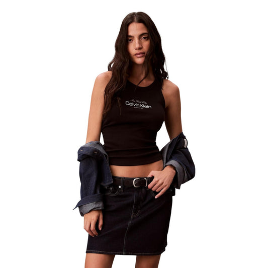 Calvin Klein Dames Logo Crop Top Zwart – Designer Tank Top