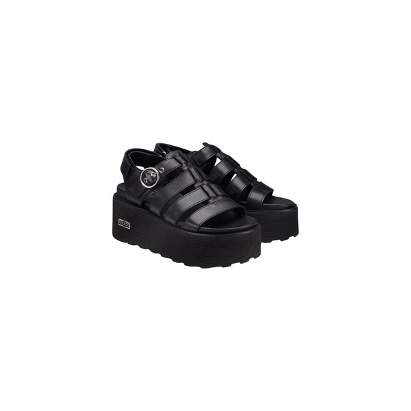 Cult zwarte platform sandalen met brede banden