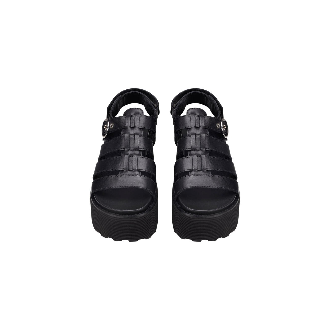 Cult zwarte platform sandalen met brede banden