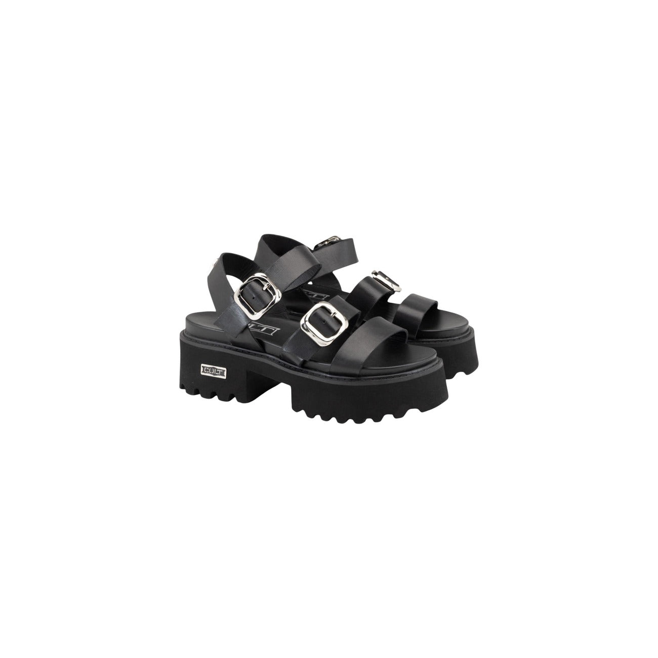 Cult zwarte platform sandalen met gespen dames