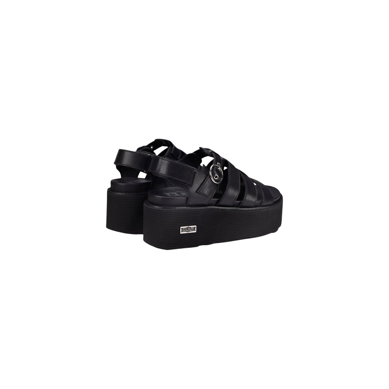 Cult zwarte platform sandalen met brede banden